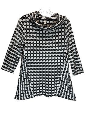 Thomas and Olivia White, Gray, Black Textured Tunic Top w/ Cowl Neck - Large